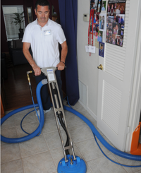 Victor Dominquez, cleaning tile floors